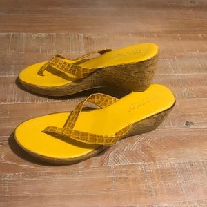 Mika Paola Canary Yellow Wedge Cork Sole S…